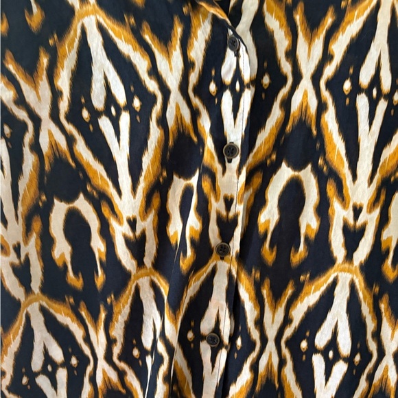 Vintage Animal Print Blouse Button Down Large grunge boho indie whimsy 90s - Picture 7 of 9